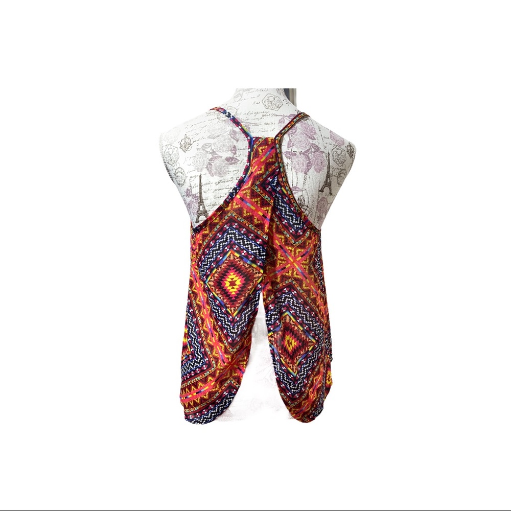 Aztec & Colorful Pattern Tank Top.Open back M - Picture 4 of 15